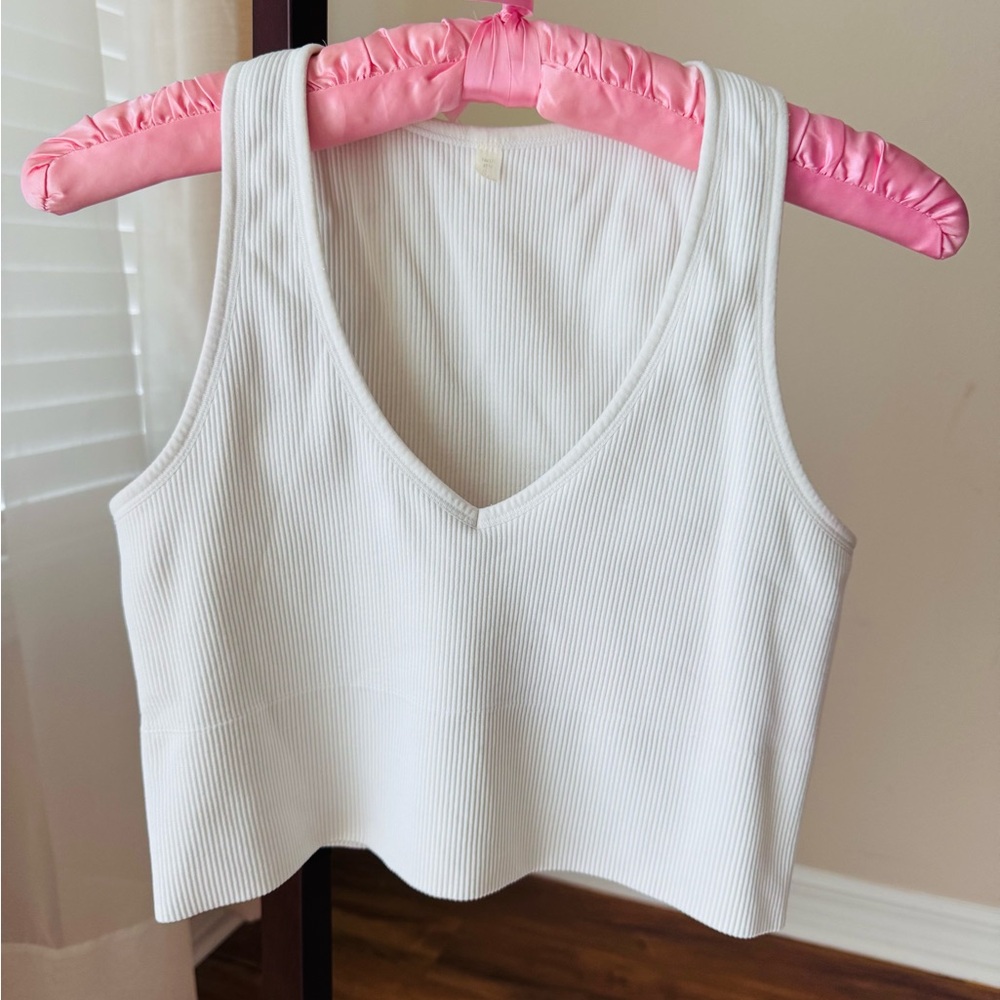 90 Degree By Reflex White Ribbed Tank Top